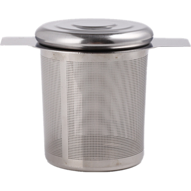 Double Handles Tea Infuser with Lid Stainless Steel Fine Mesh Coffee Filter Teapot Cup Hanging Loose Leaf Tea Strainer