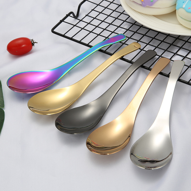 Serving Spoon Stainless Steel Round Spoon Gold Salad Rice Soup Scoop Small for Ice Cream Luxury Dinnerware Kit Party Tools