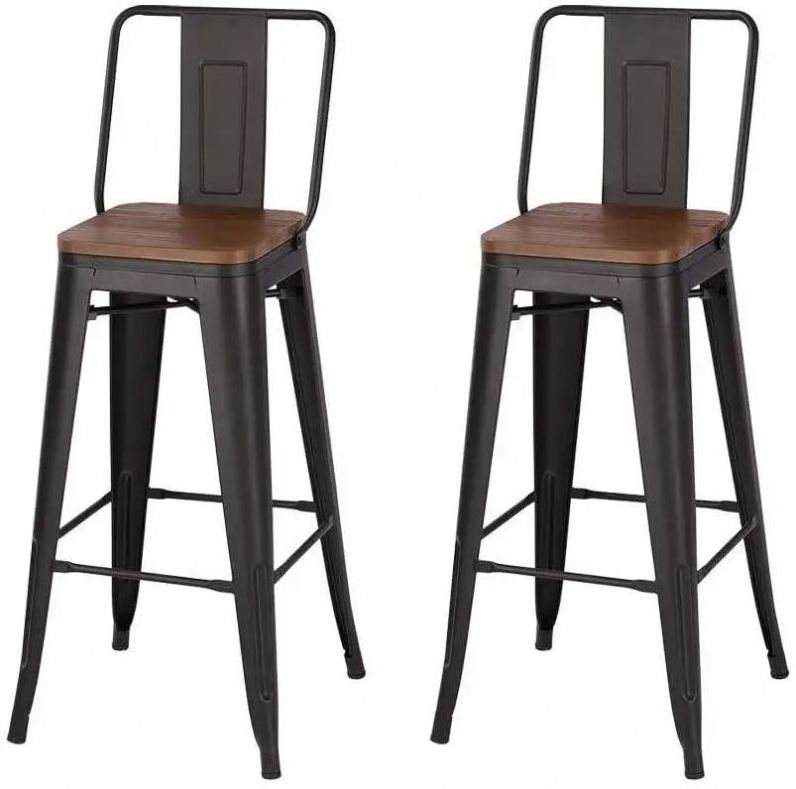 High Leg Bar Chair Kitchen Counter Bar Stool Heavy Duty Steel Industrial Stackable Metal Modern Contemporary Dining Chairs