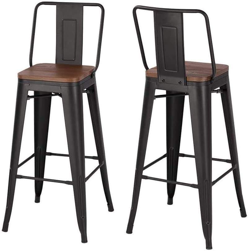 High Leg Bar Chair Kitchen Counter Bar Stool Heavy Duty Steel Industrial Stackable Metal Modern Contemporary Dining Chairs