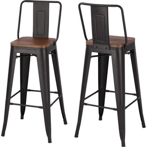 High Leg Bar Chair Kitchen Counter Bar Stool Heavy Duty Steel Industrial Stackable Metal Modern Contemporary Dining Chairs