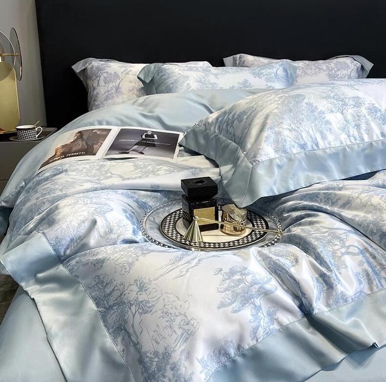 Wholesale duvet cover 100% Tencel Lyocell bedsheet bedding sets 60S*60S sheet sets hotel Luxury bed sheet Set