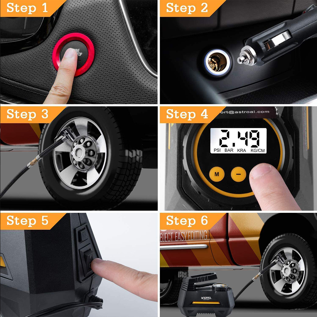 Air Compressor Tire Inflator Portable Air Pump for Car Tires 12V DC Auto Tire Pump with Digital Pressure Gauge