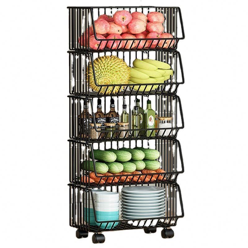 Trolley Storage Rack Shelf Island Mobile Dish Book Mesh Basket Hooks Laundry Food Bar Hot Sale 3 Tier Home With Kitchen Cart