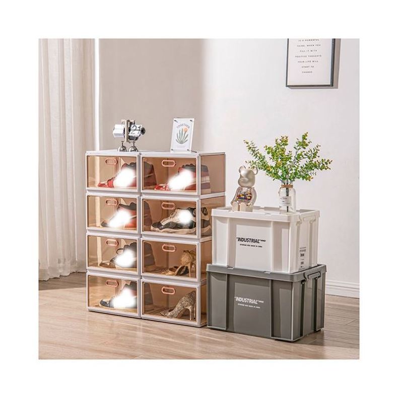 shoe rack Box With Hanger Transparent Plastic Chair Drawer Closed Automatic Ready Assembled Louver Door Boxes Shoe Storage Rack