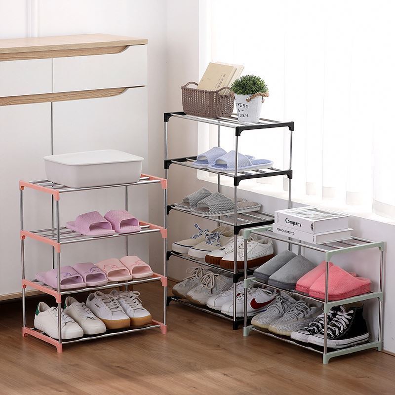 Racks Storage & Folding Cabinet With And Organizer Door Clothes Stands 1 Sitting Front Glass Store Shelving 4 Tier Shoe Rack