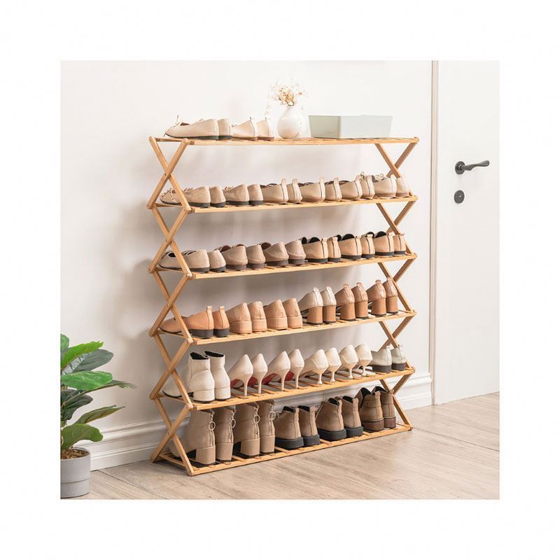 For Shoes Wooden Tier Display Racks Rotating Transparent Stackable 4 Button Door Folding Plastico Store Korean 8 High Shoe Rack