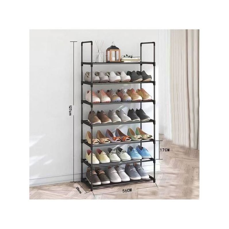 Door Metal And Cabinet Gray Back Slim Profile Telescopic 32 Pair Shoes Accessories 3Layers Is Divided High Quality Shoe Rack