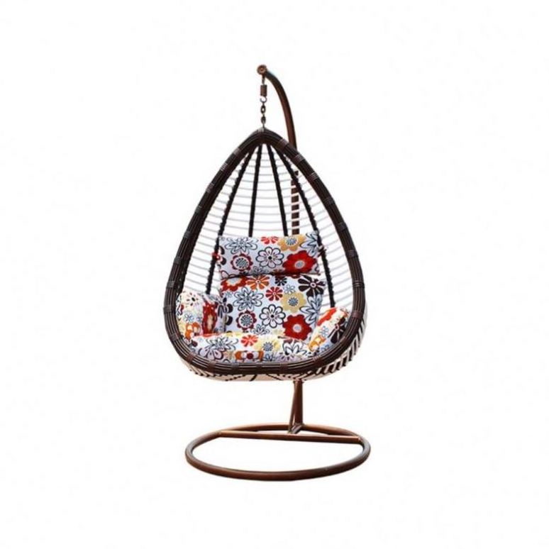 Egg Swing With Glass Round Stand Wicker  Armrest Double Led Rocking Garden Pet Kids Outdoor Patio Swings Hanging Chair