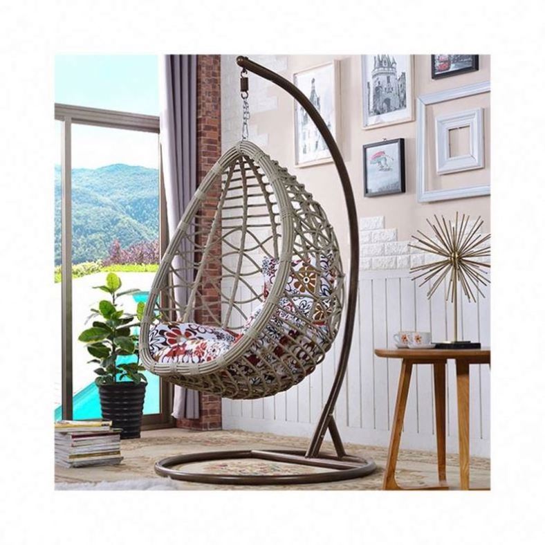 Egg Swing With Glass Round Stand Wicker  Armrest Double Led Rocking Garden Pet Kids Outdoor Patio Swings Hanging Chair