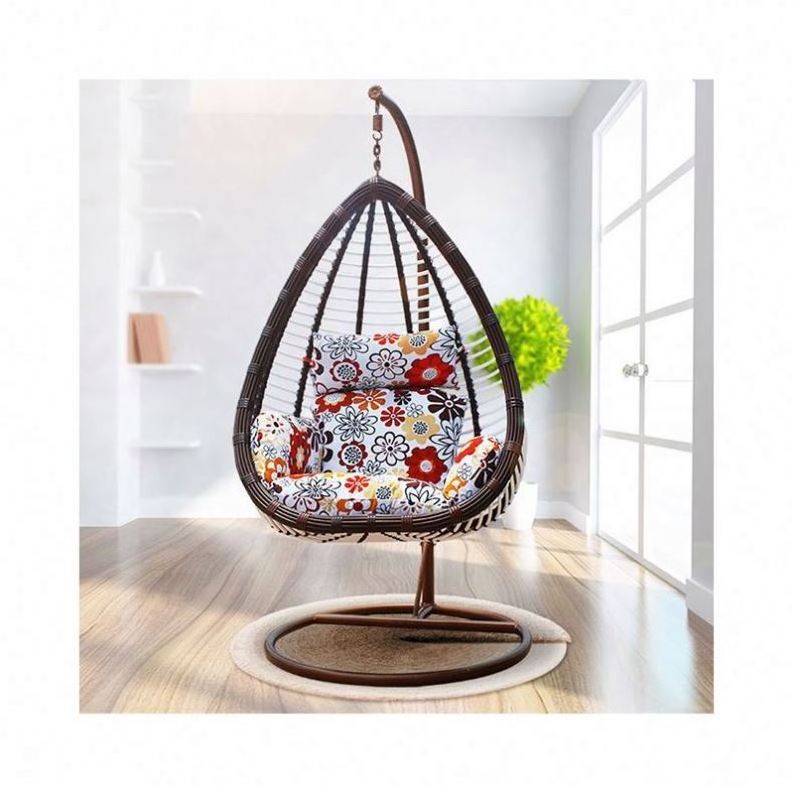 Egg Swing With Glass Round Stand Wicker  Armrest Double Led Rocking Garden Pet Kids Outdoor Patio Swings Hanging Chair