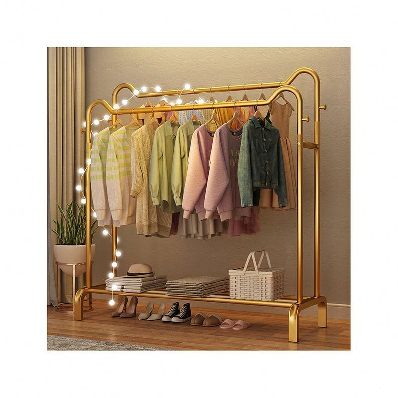 Rack Drying And Mobile Hanging Baby Pull Push Gold Black For Laundry Racks Rails 3 Tiers Three Layer Portable Clothes Hanger