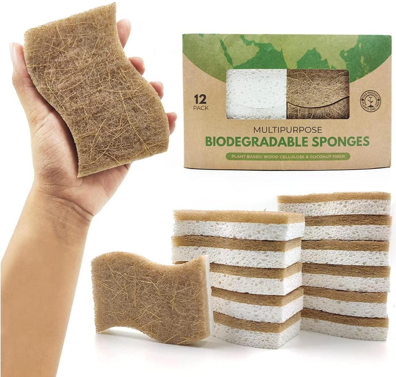 Wholesale Kitchen Cleaning Dishes Biodegradable Dish Washing Coconut Fiber Complex Cellulose Sponge