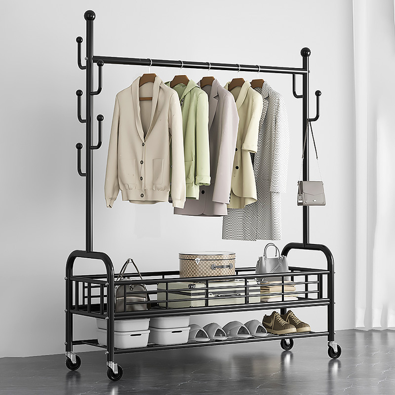 Rack Coat Shoe Stand Wall Mount With 5 Levels Nordic Fold Scarf Short Hooks Hall Metal Wood Kids Clothes Hanger