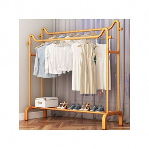 Rack Drying And Mobile Hanging Baby Pull Push Gold Black For Laundry Racks Rails 3 Tiers Three Layer Portable Clothes Hanger