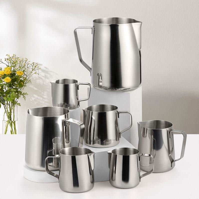 Milk Jug Stainless Steel Maker Pot Cold Tea Cream Frothing Brew Iced Water With Filter Kettle 350Ml Latte Coffee Pitcher Cup