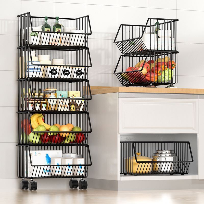 Trolley Storage Rack Shelf Island Mobile Dish Book Mesh Basket Hooks Laundry Food Bar Hot Sale 3 Tier Home With Kitchen Cart