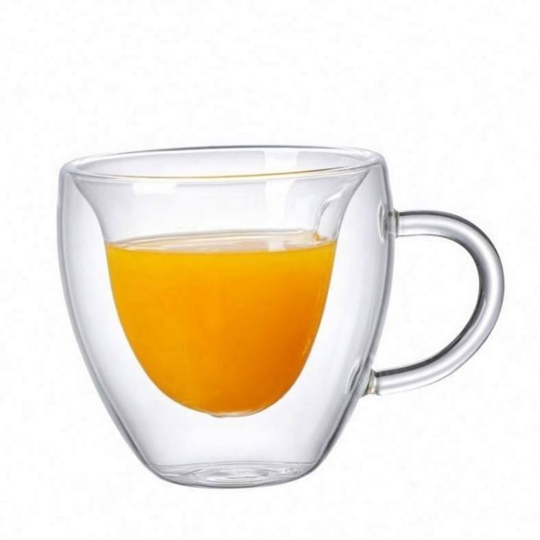 High Borosilicate Glass Double Wall Coffee Cups Mouth Measuring Long Water Hot Layer With Handles Double Wall Glass Cup