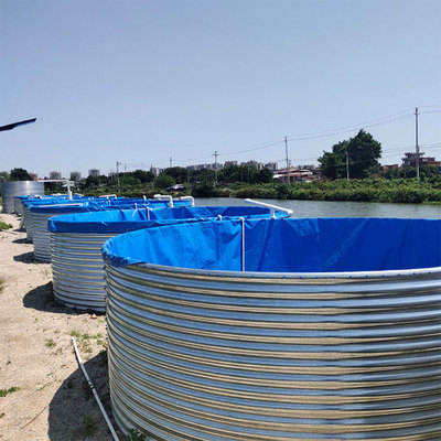 Galvanized canvas fish pond high-density culture pond thickened artificial outdoor circular corrugated water tank reservoir