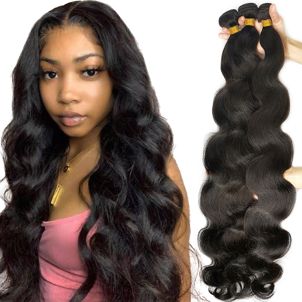 Cheap Natural Black Long Hair 20 inches Body Wave 100% Raw Brazilian Indian Virgin Human Hair Extension Weaving Hair Bundles