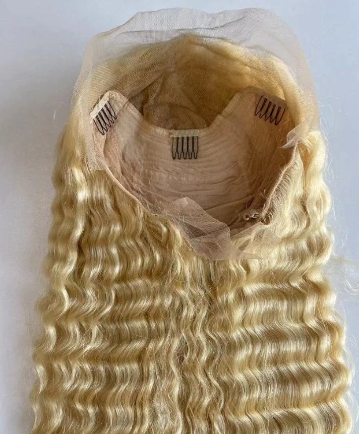 wholesale vendor ready to ship high density raw Cambodian Indian Vietnamese human hair 613 blonde curly lace frontal wigs