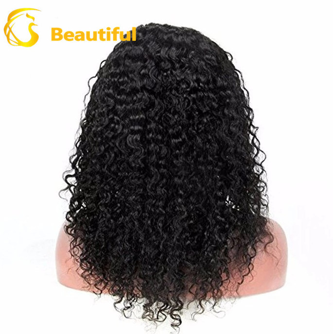 100% virgin indian remy temple Factory wholesale 14inch mongolian kinky curly hair short lace front wigs for black women