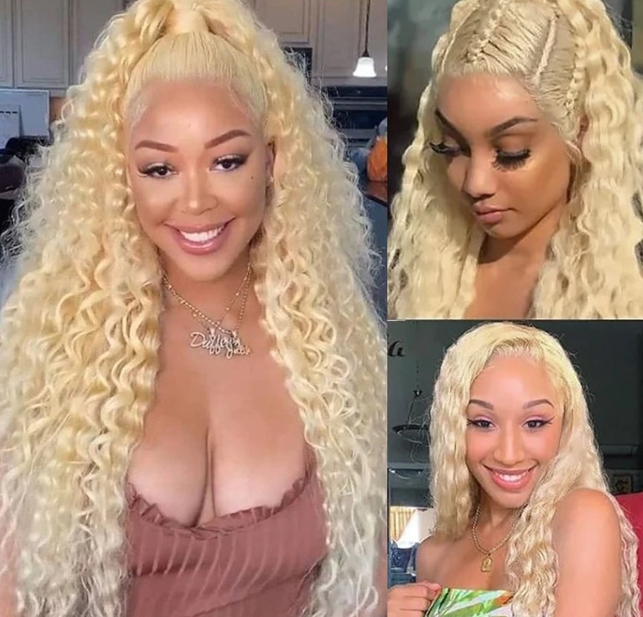 wholesale vendor ready to ship high density raw Cambodian Indian Vietnamese human hair 613 blonde curly lace frontal wigs