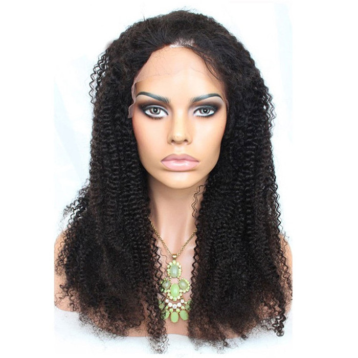 full cuticle 8a grade 20 inch virgin mongolian afro kinky curly hair 130% density full lace wig for 180 density black women