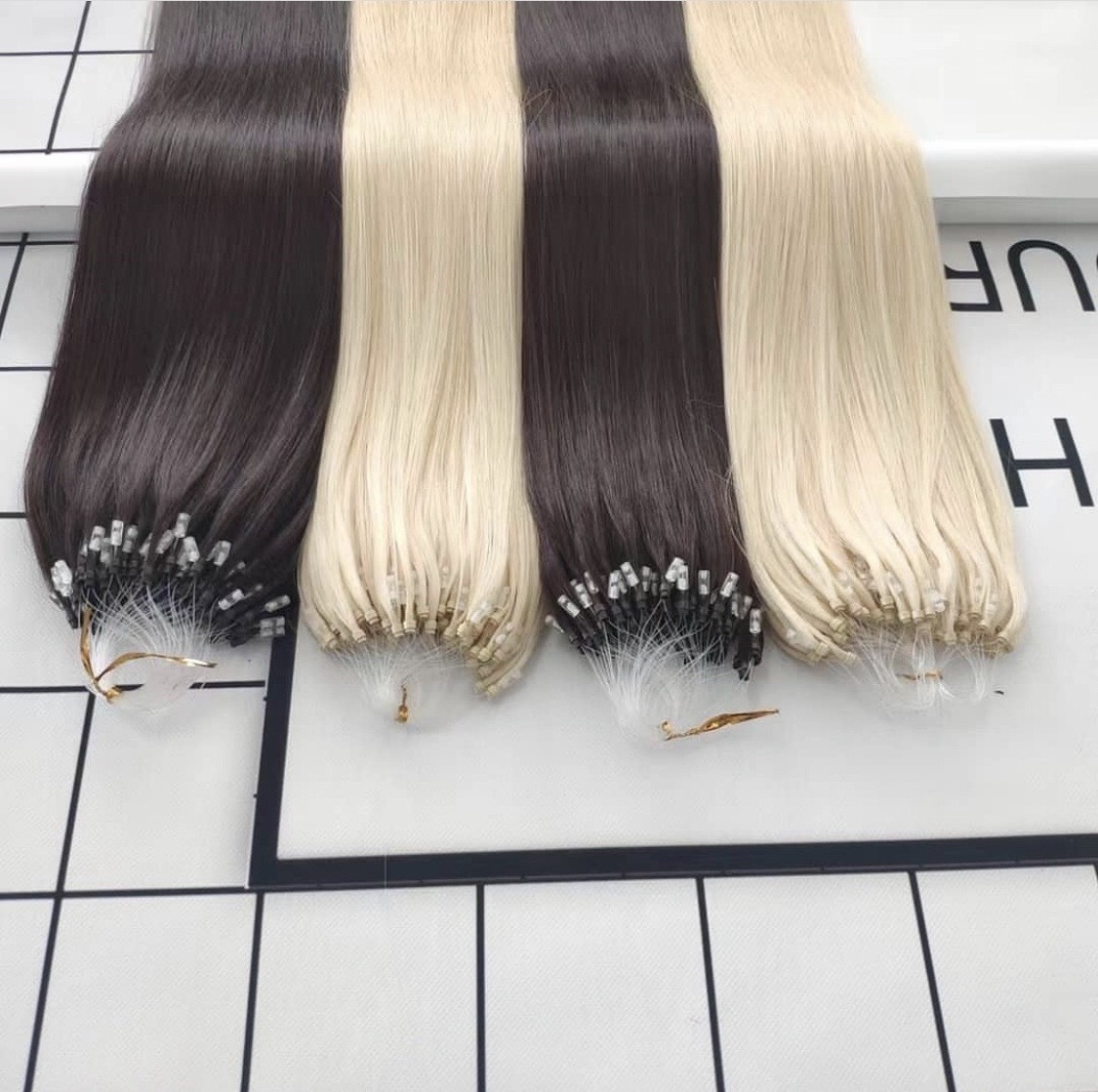 prebonded 12A real virgin raw Double Drawn 100gram Russian Human Hair straight blonde Beads Nano Ring Micro Link Hair Extensions