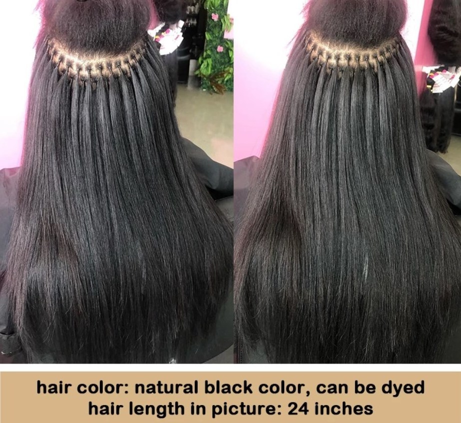 12A 100% Indian human raw hair extension 1B bone itip straight double drawn pre-bonded Keratin i tip hair extension