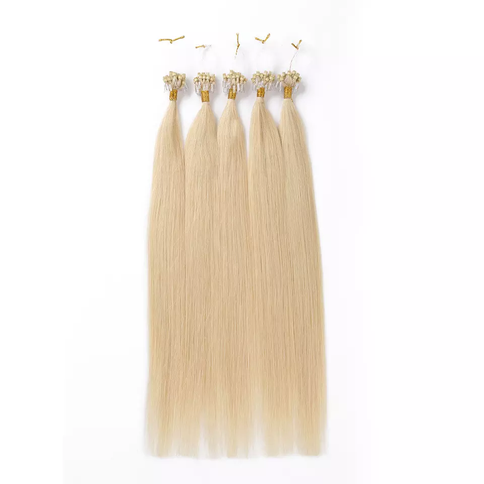 prebonded 12A real virgin raw Double Drawn 100gram Russian Human Hair straight blonde Beads Nano Ring Micro Link Hair Extensions