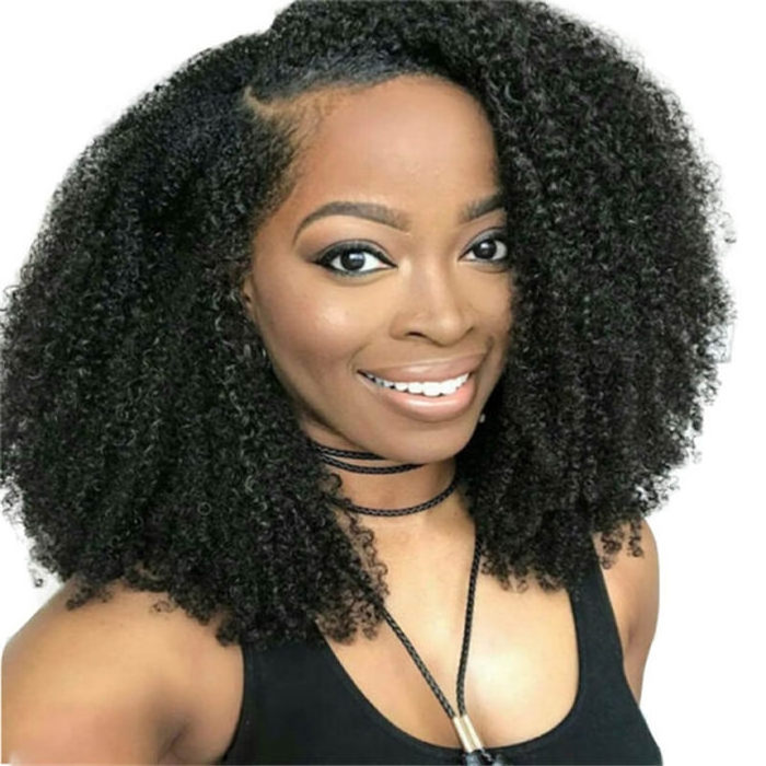 100% virgin indian remy temple Factory wholesale 14inch mongolian kinky curly hair short lace front wigs for black women