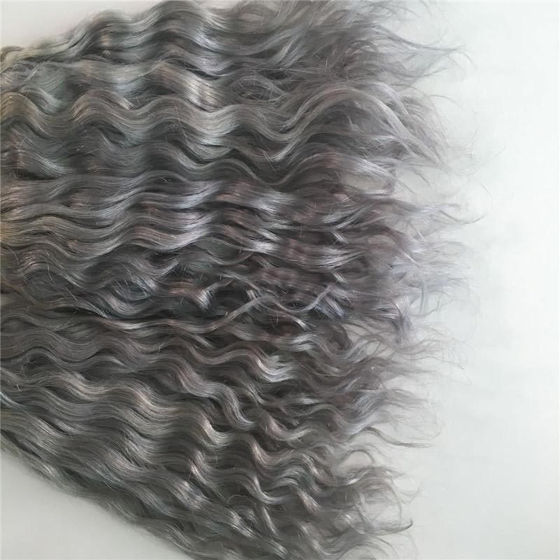 Unprocessed top quality 1b grey two tone ombre color human extensions indian silver water wave human hair weaves