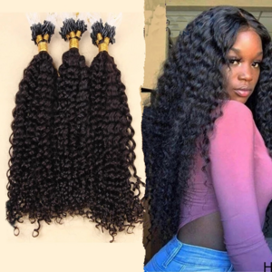 raw indian 12a cuticle aligned brazilian virgin human 1b natural wave kinky curly 3A 3B 4A 4B 4C micro links loop hair extension