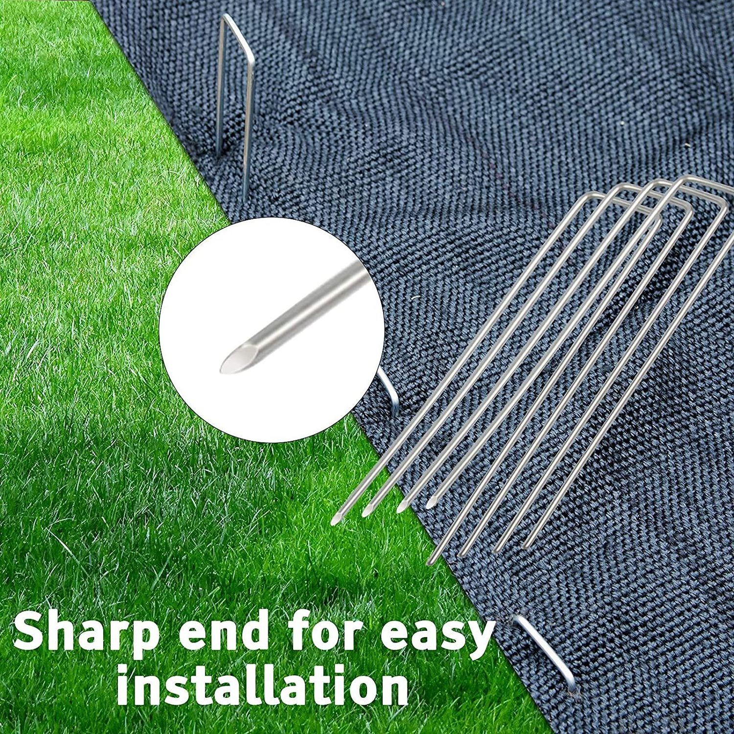 6 inch Galvanized U Shaped Nails Pins Tent Pegs Garden Stake for Securing Weed Fabric Landscape Fabric Netting Ground Cover