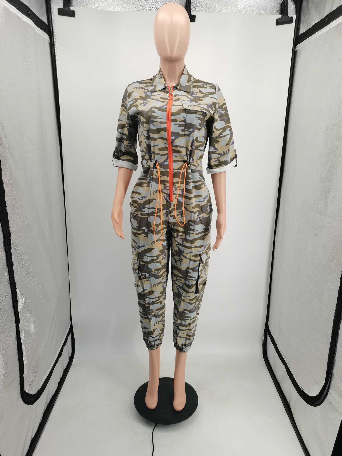 Sexy Camouflage Printing Women Loose Jumpsuit 4XL 5XL 2023 Half Sleeves Leisure Rompers Casual Bodysuit Cargo Pants