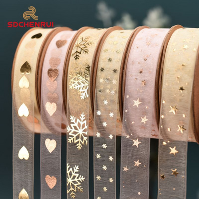 OEM For Decoration Garment Accessory Christmas gift Polyester Material Organza Voile Ribbon Chiffon Lace Voile Ribbon