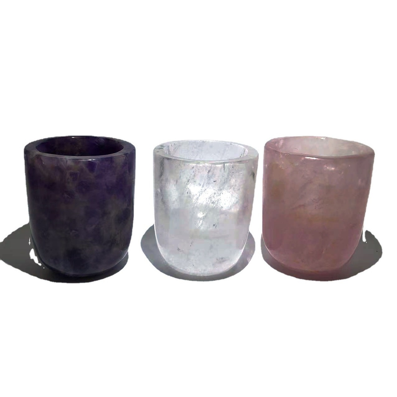 WEIFENG Wholesale Natural dream amethyst crystal cup Rose Quartz healing crystal tea cup For Gift