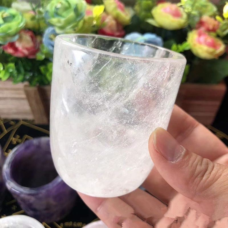 WEIFENG Wholesale Natural Crystal Stone Rose Quartz Dream Amethyst quartz healing crystal cup For Gift