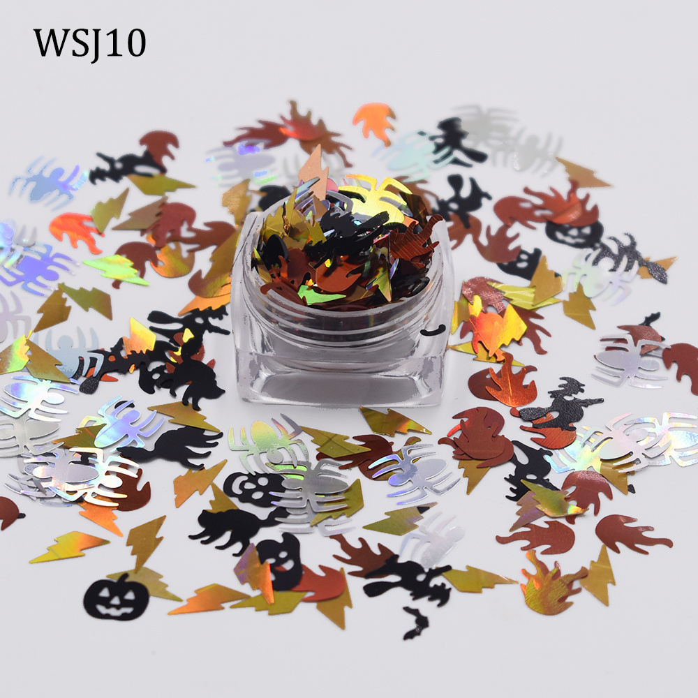 Halloween decoration holographic polyester glitter bat pumpkin handcuffs ghost glitter for crafts