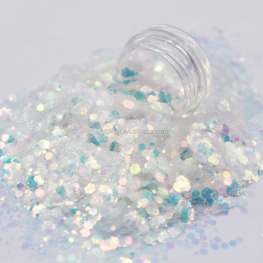 Eco-friendly makeup iridescent glitter sequin mixes chunky glitter for Christmas decoration