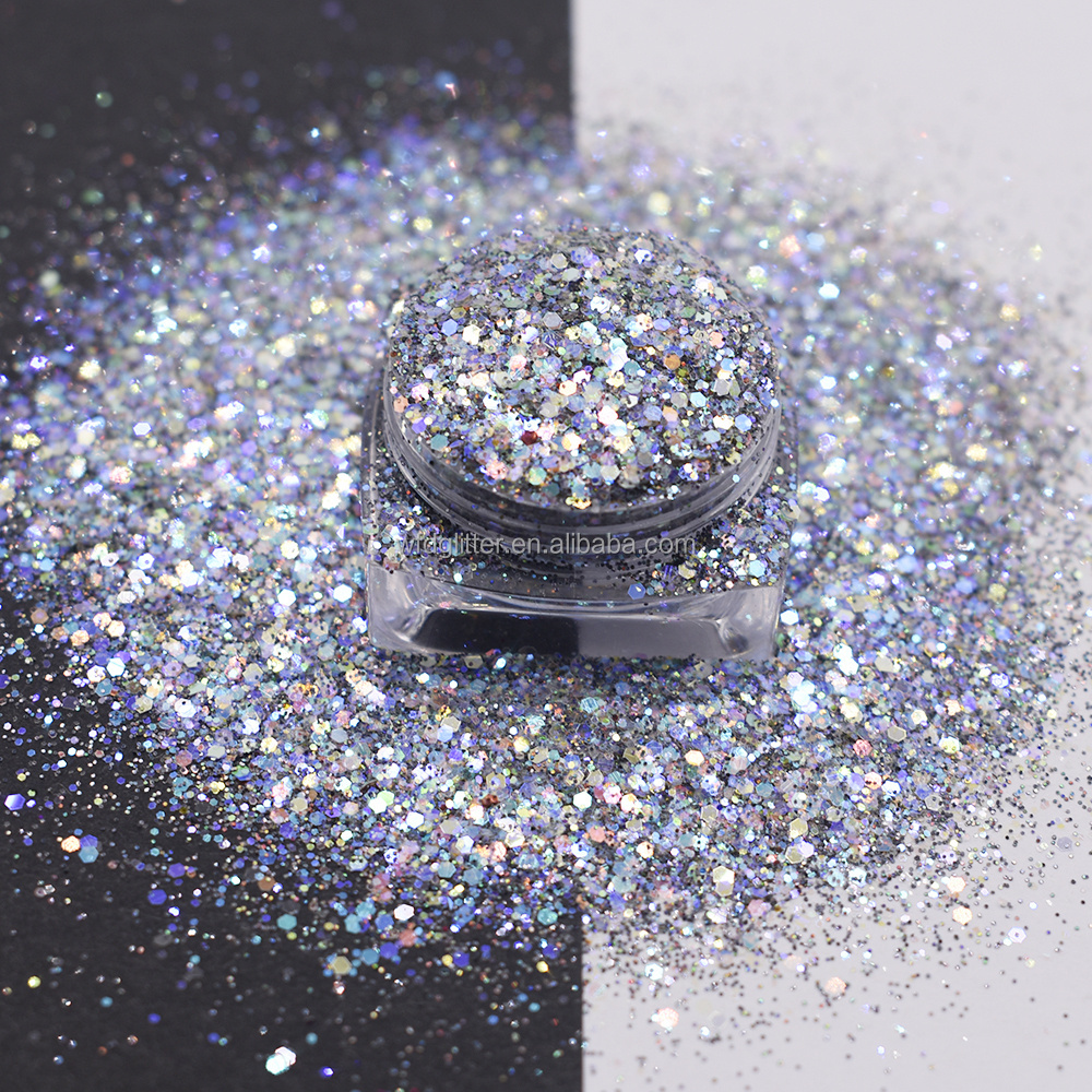 2023 Wholesale new High sparkle glitter cosmetic chunky mix glitter for Christmas snowglobe tumbler