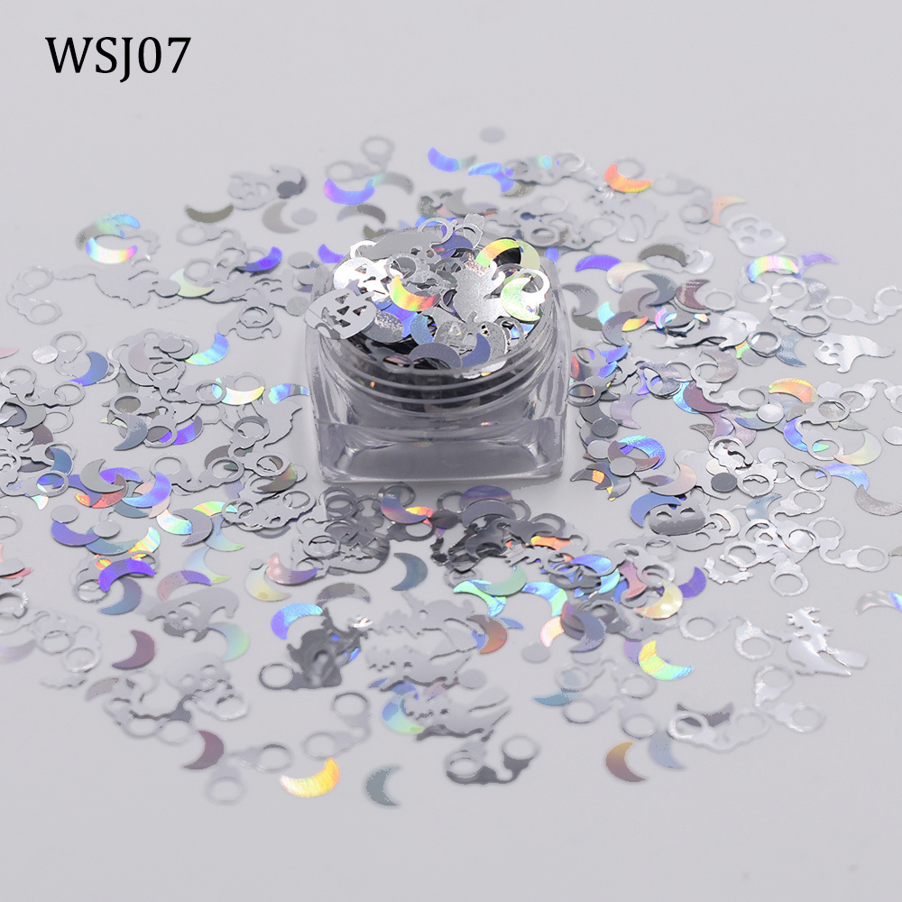 Halloween decoration holographic polyester glitter bat pumpkin handcuffs ghost glitter for crafts