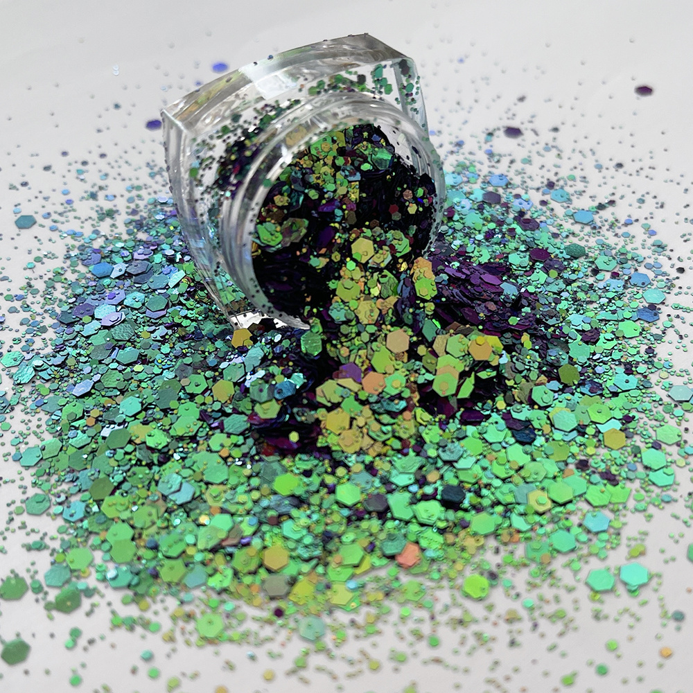 New Chunky Glitter Bulk Color shift Glitter for Eye Face body nail Crafts Chameleon pigments