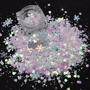 Christmas theme decoration and opal chunky pink  glitter snowflake shaped glitter mix glitter