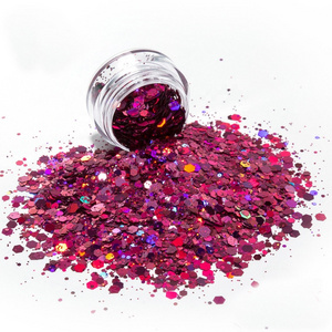 Wholesale bulk mixed glitters hexagon shaped chunky glitter for Metallic Floor Paint