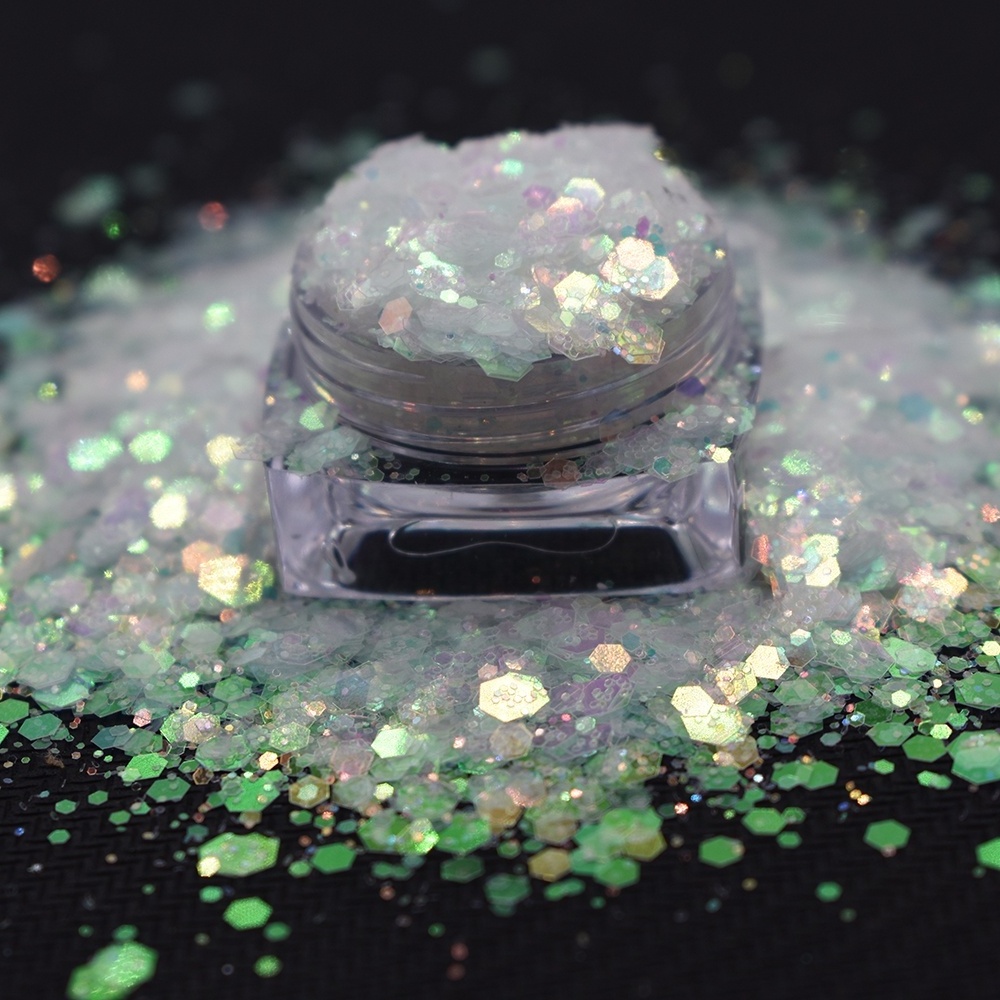 Eco-friendly makeup iridescent glitter sequin mixes chunky glitter for Christmas decoration