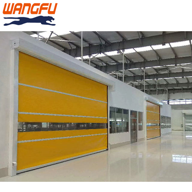 High Speed Overhead Roll Up Gate Automatic Yellow Pvc Fabric Rolling Roller Shutter Door For Cold Storage