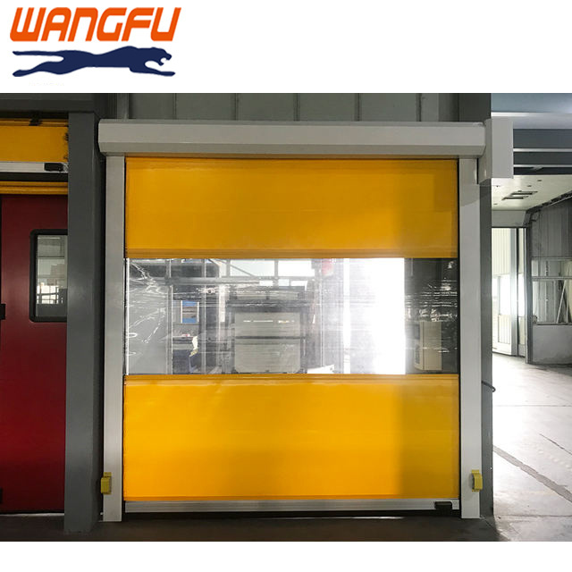 High Speed Overhead Roll Up Gate Automatic Yellow Pvc Fabric Rolling Roller Shutter Door For Cold Storage