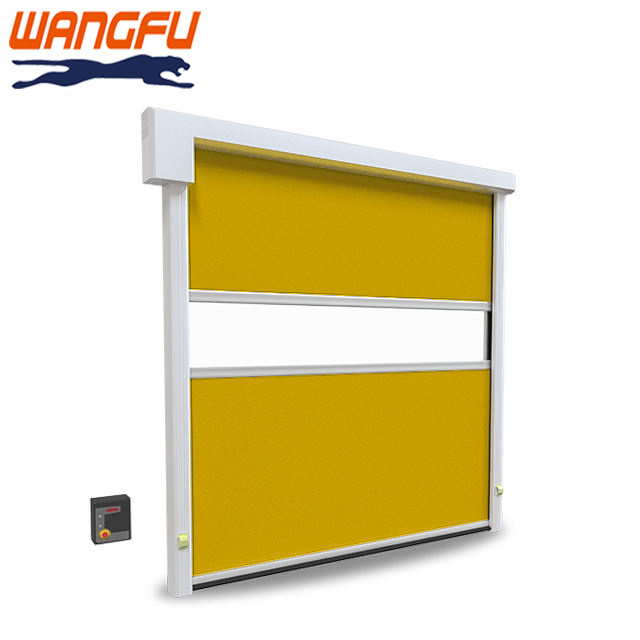 High Speed Overhead Roll Up Gate Automatic Yellow Pvc Fabric Rolling Roller Shutter Door For Cold Storage